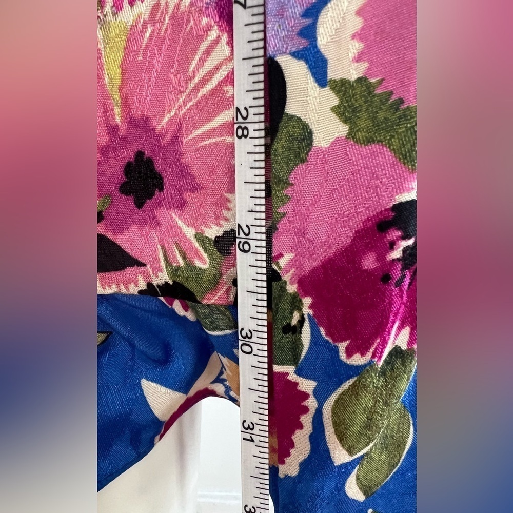 Sezane Asianne Wrap Blue Multicolor Floral Dress 34 US 2 Bohemian Coastal Ruffle - Picture 6 of 9